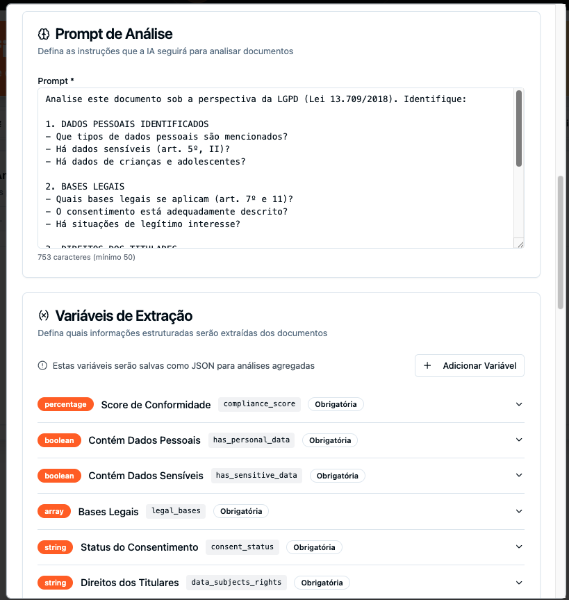 Template de relatório com IA