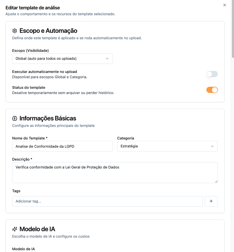 Templates e variáveis controladas